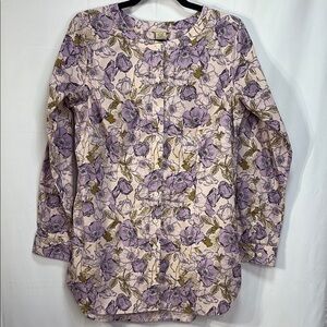 🪿Duluth Trading Co Lavender and Olive Floral Tunic